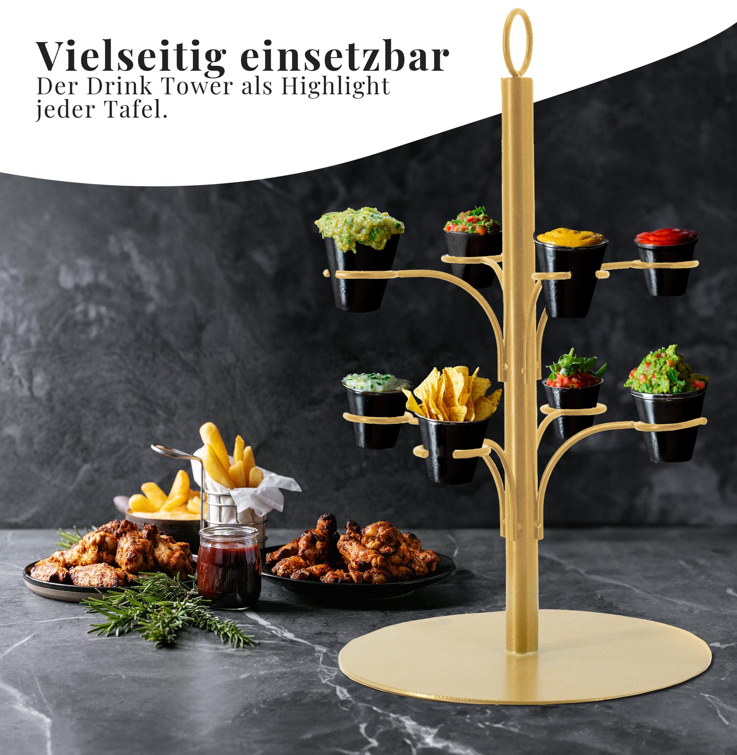 Goldener Snackständer für kleine Köstlichkeiten