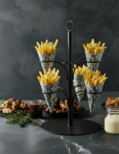 Pommes Frites Halter Metall schwarz