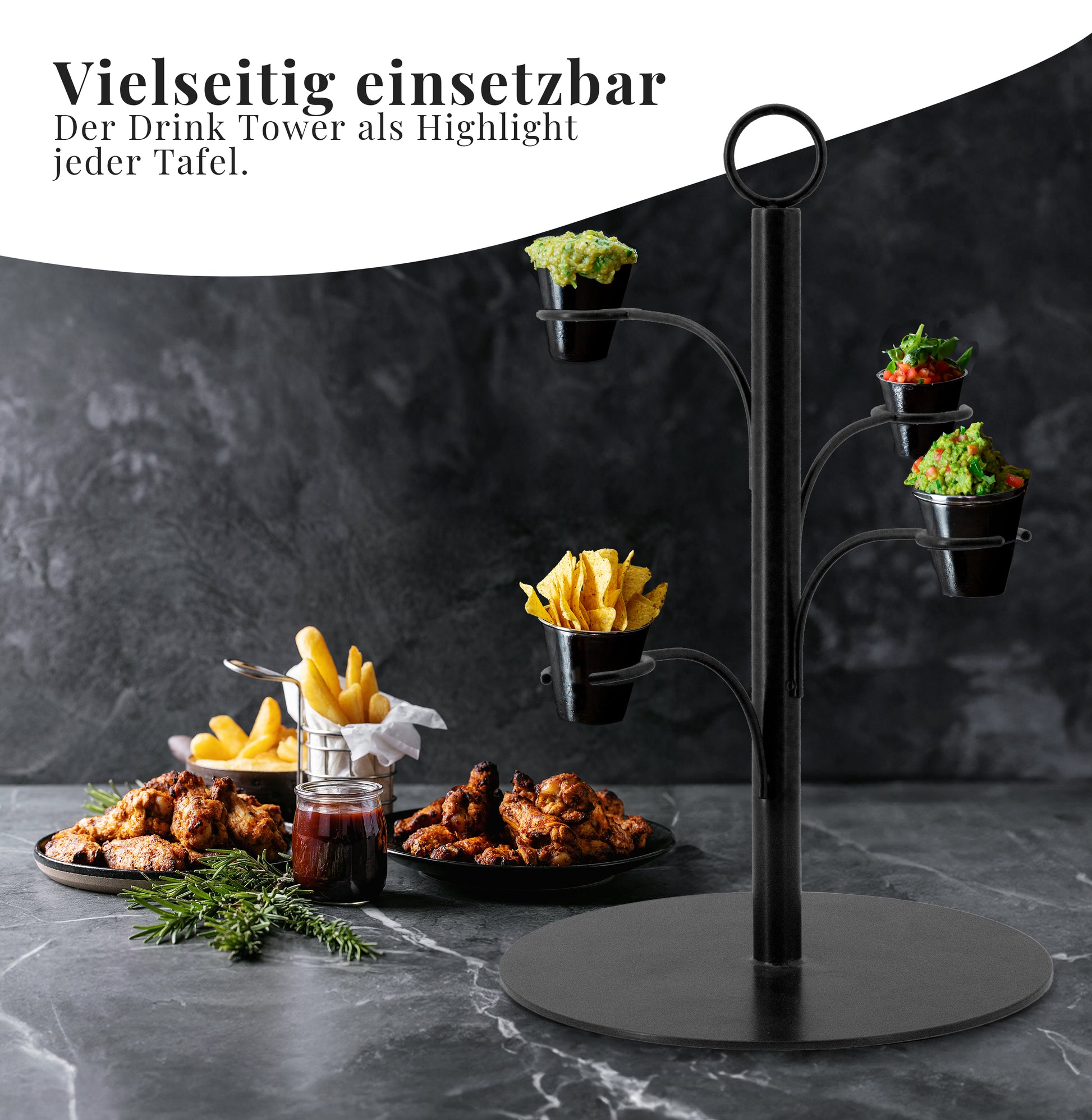 Snackturm mit Dips