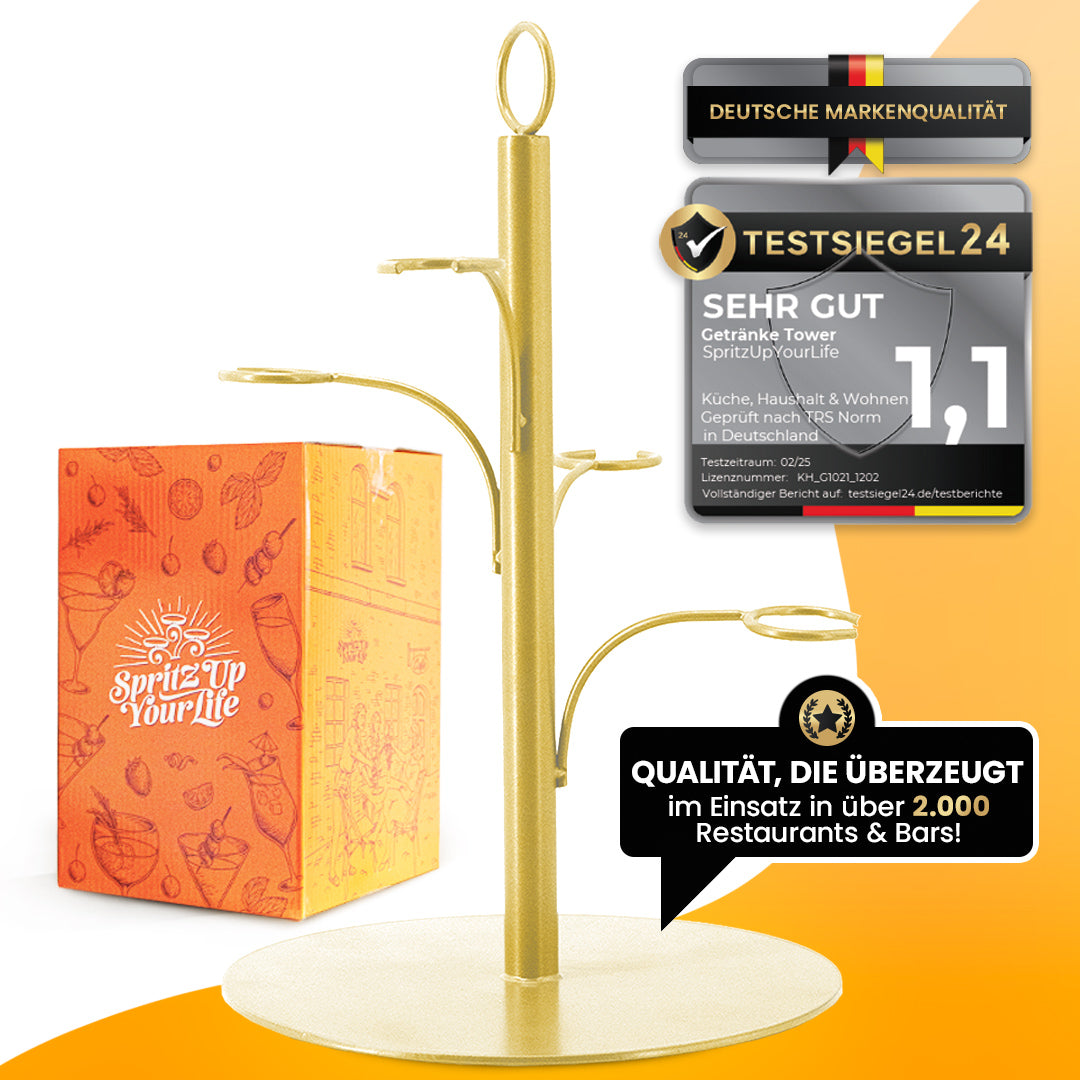 Geschenkverpackung des 4er Cocktail Towers gold