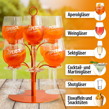 Großer Getränke Tower orange Gläserauswahl