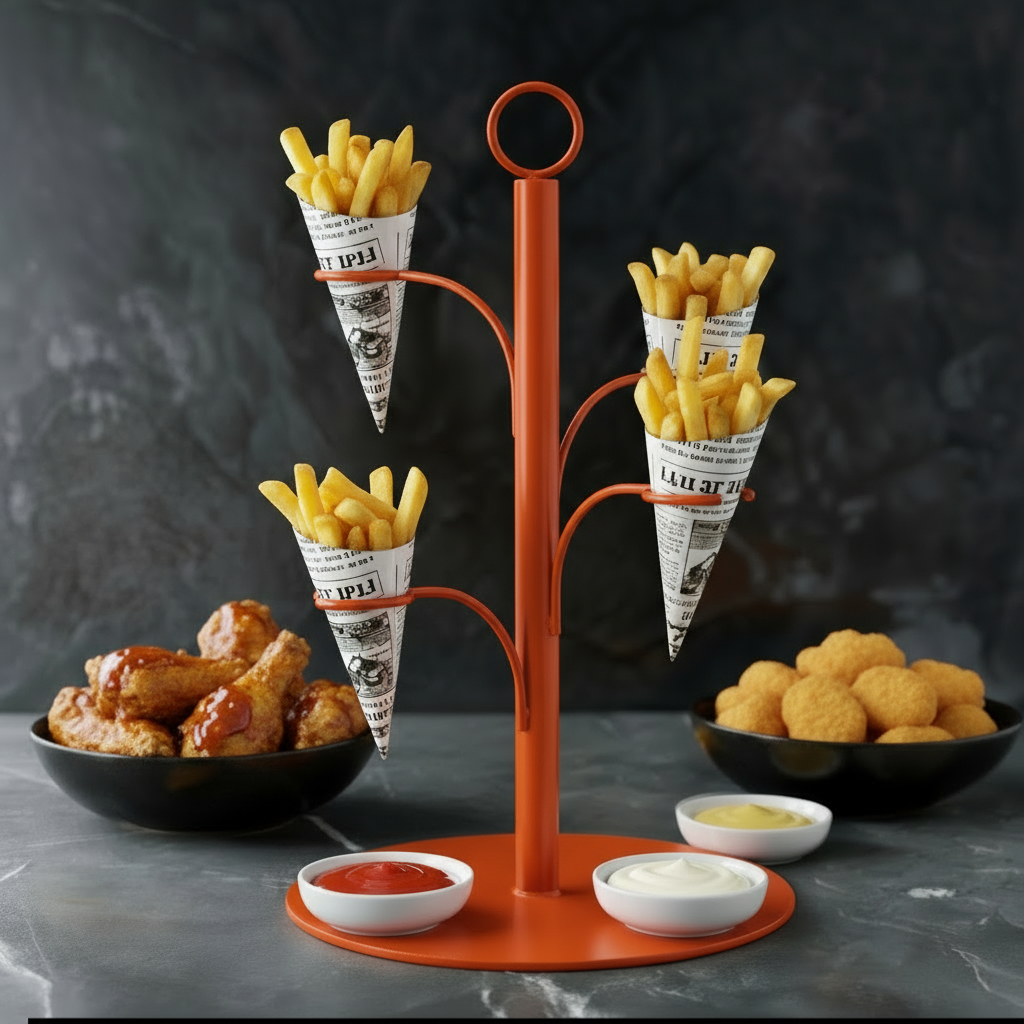 Pommestütenhalter mit Finger Food